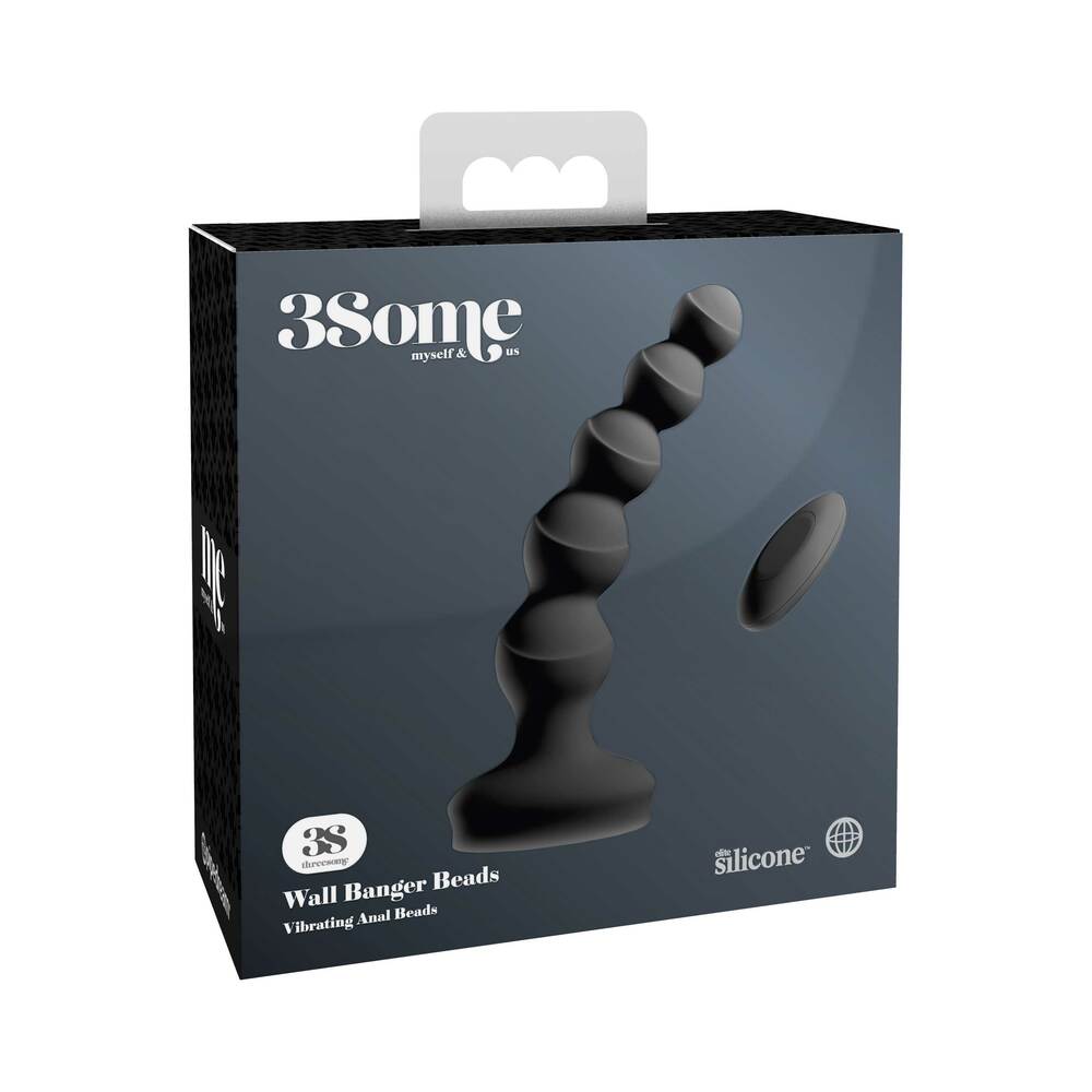 Pipedream 3Some Wall Banger Rechargeable Remote-Controlled Vibrating Anal Beads With Suction Cup Black